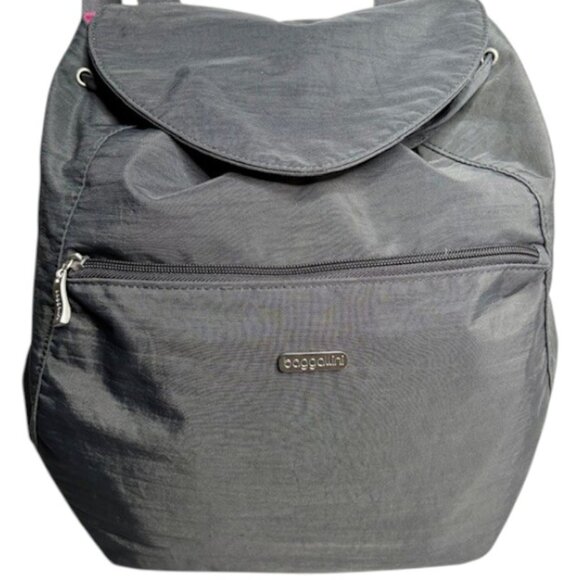 Baggalini Lightweight Cinch Backpack - Grey/Pink - 16”w x 14”h x 4.5”d main image 11